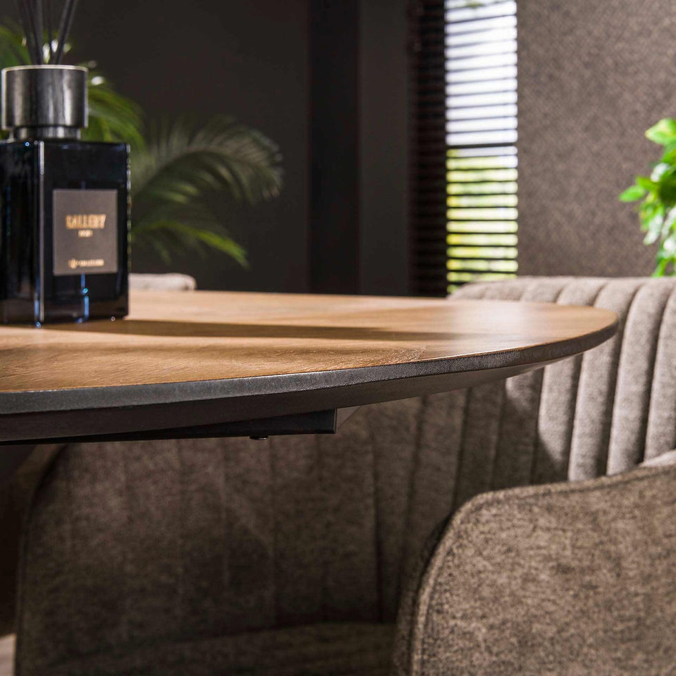 Thumbnail: Fishbone Teak Veneer 180cm Oval Table 
