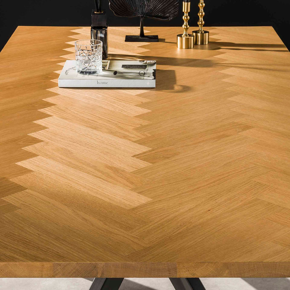 Thumbnail: Fishbone Teak Veneer 200x100 Table 