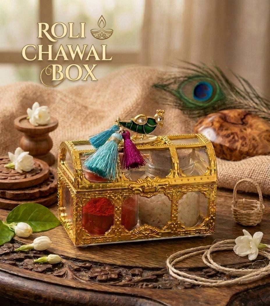 Decorative Peacock Roli Chawal Box 