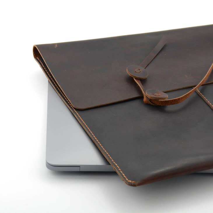 Thumbnail: Bryan Cow Pullup Leather Macbook Laptop Sleeve Brown