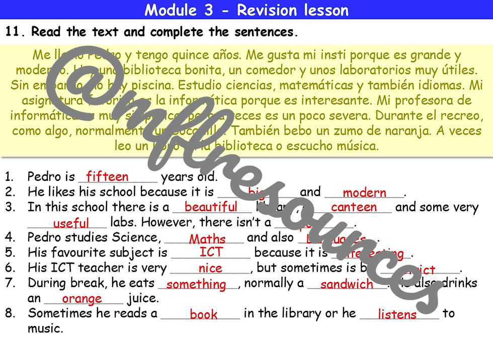 Miniatura: Viva 1 - Módulo 3 (Mi insti) - Revision lesson