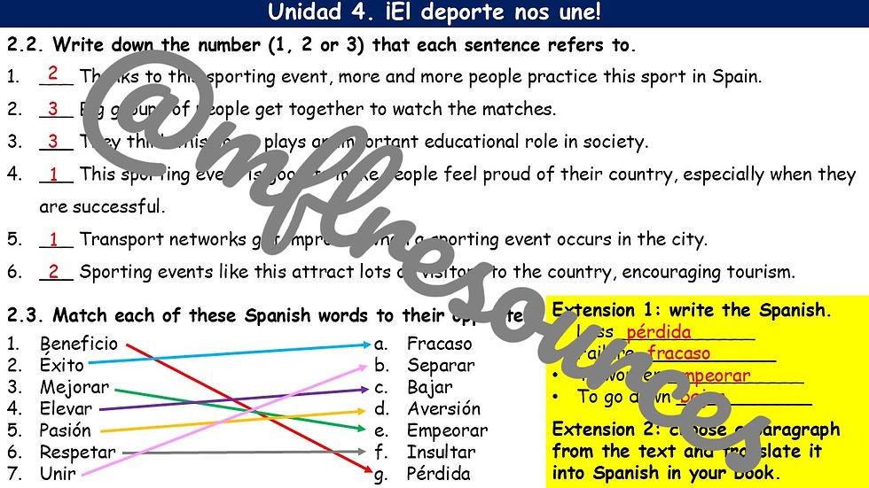 Miniatura: GCSE Spanish - Module 8 - Lesson for unit 4 (El deporte nos une)