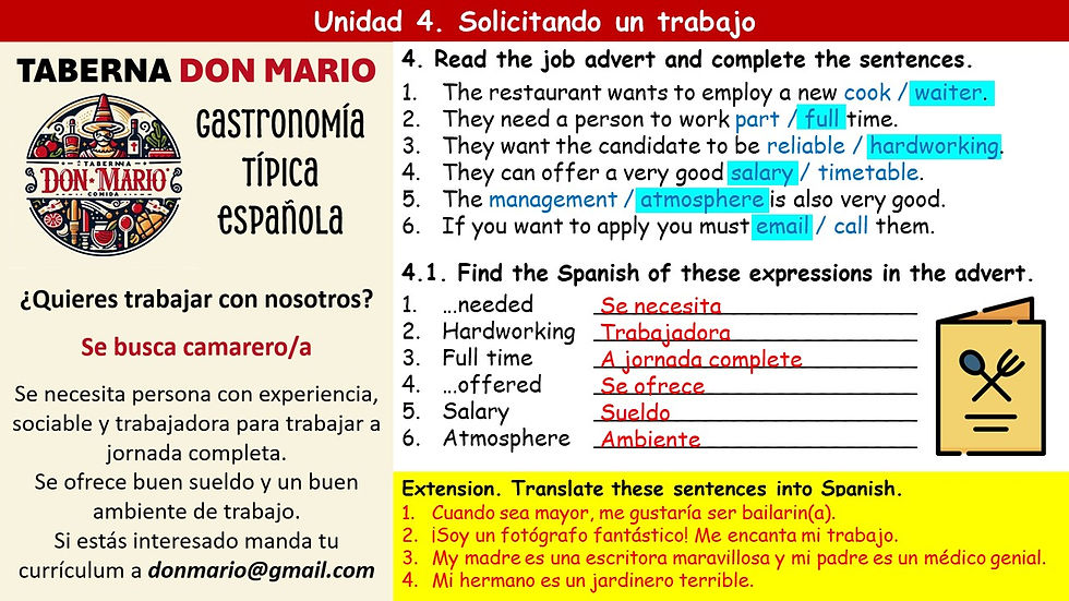 Miniatura: GCSE lesson - Module 7 (¡A currar) - Unidad 4 Solicitando un trabajo