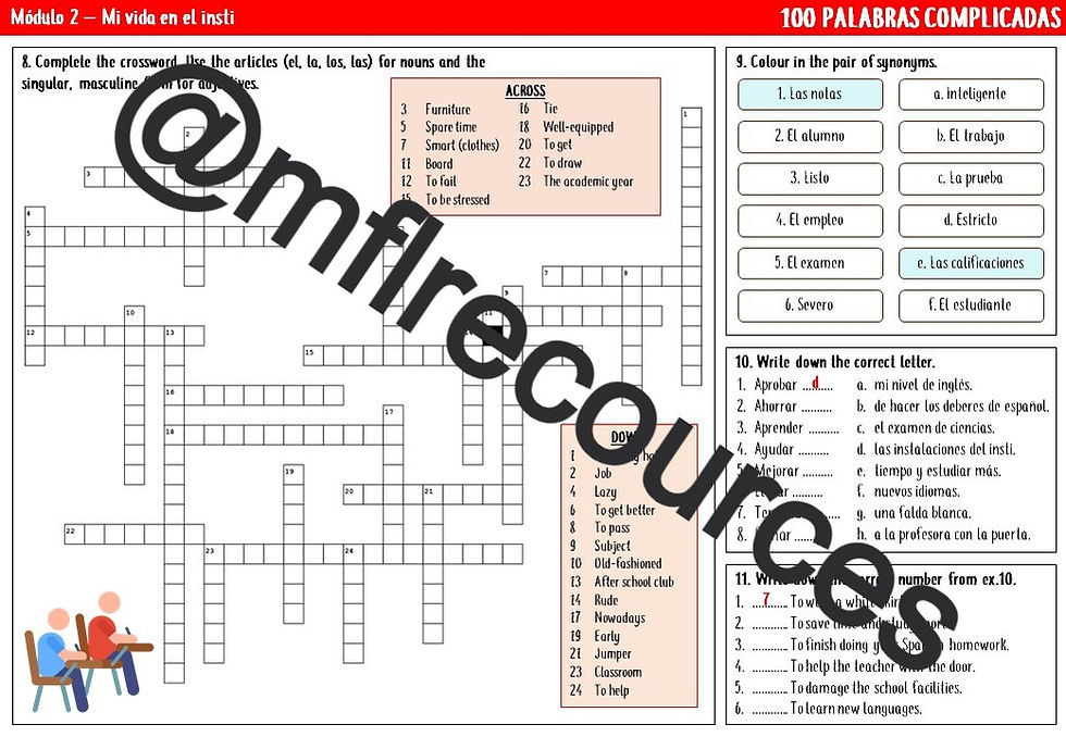 Miniatura: GCSE Spanish - Módulo 2 - 100 palabras complicadas