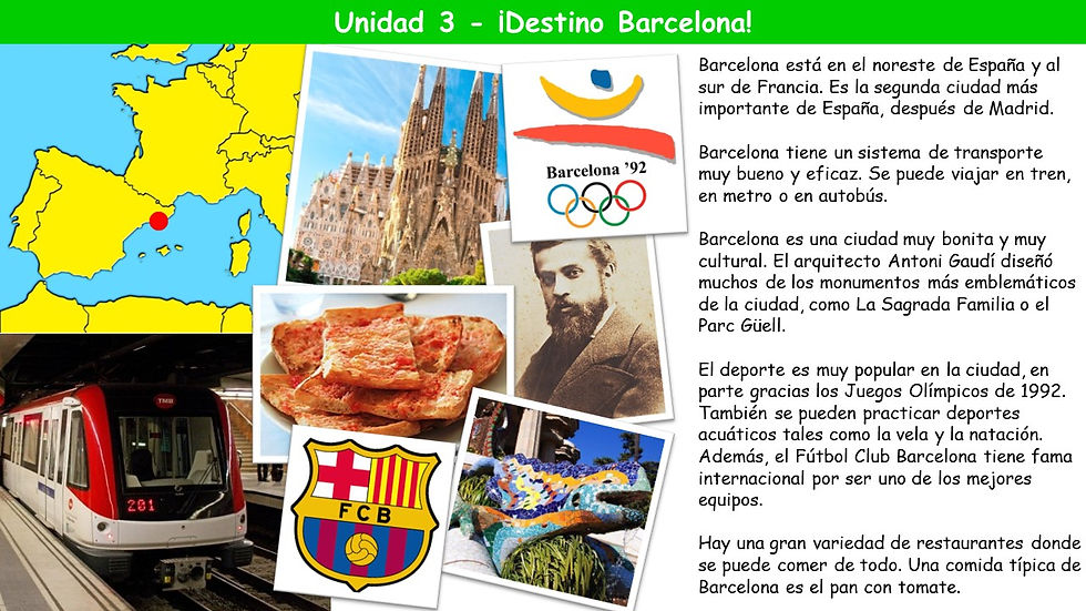 Miniatura: GCSE Spanish - Module 1 (¡Desconéctate!) - Unidad 3 Destino Barcelona