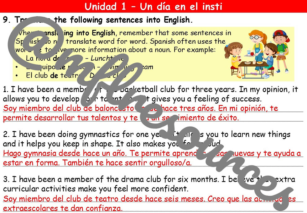 Miniatura: GCSE Spanish 2024 - Module 5 (¡A clase!) - Lesson for unit 1
