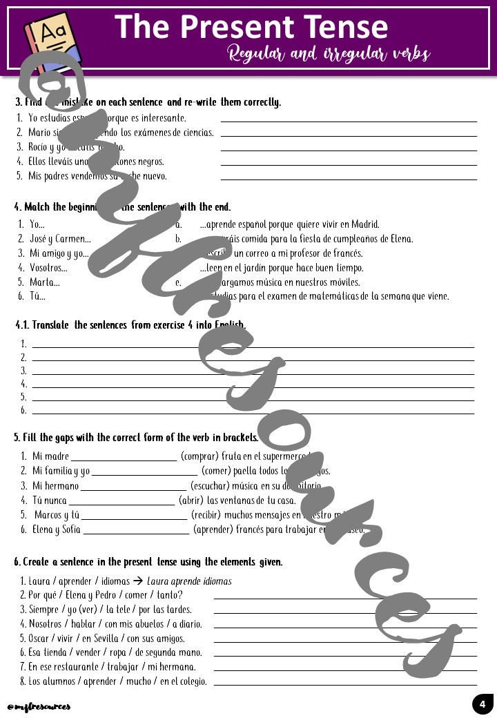 Miniatura: KS4 Spanish - Grammar workbooks - The present tense