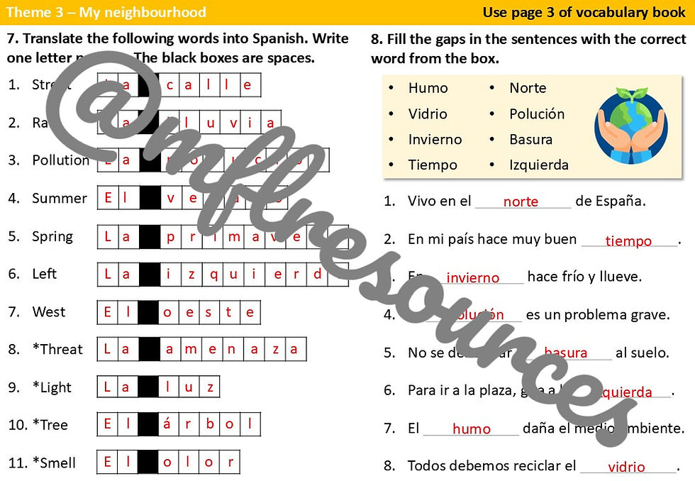 Miniatura: GCSE 2024 (Edexcel) - Theme 3 - Vocabulary and translation workbook