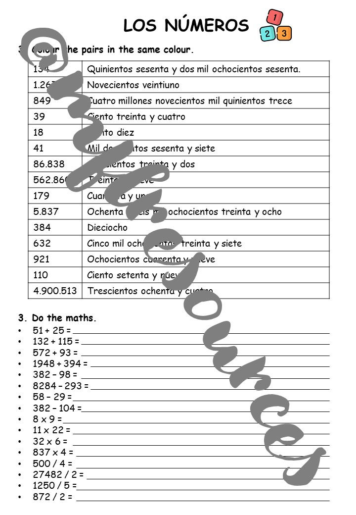 Miniatura: KS3 Spanish - Workbooks by topic - Numbers