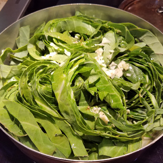 Saute the collard ribbon greens