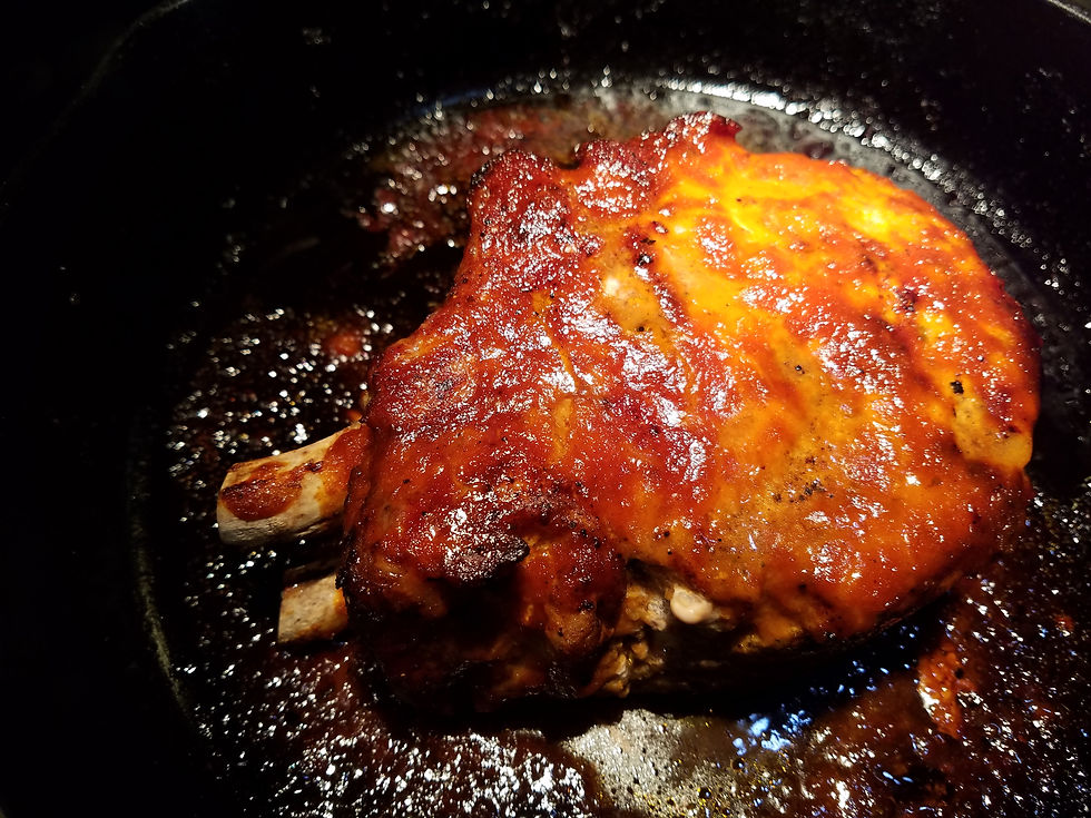 Double Cut Pork Chop with Korean BBQ glaze