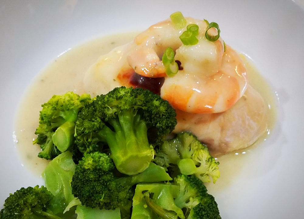 Shrimp Stuffed Chicken with Lobster Sauce