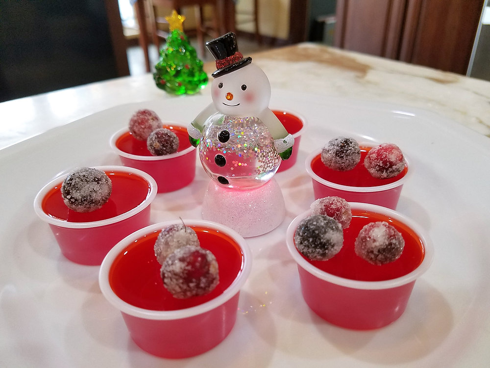 CranRaspberry Jello Shots