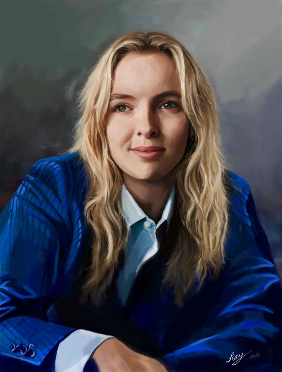 Jodie Comer digital art Portrait