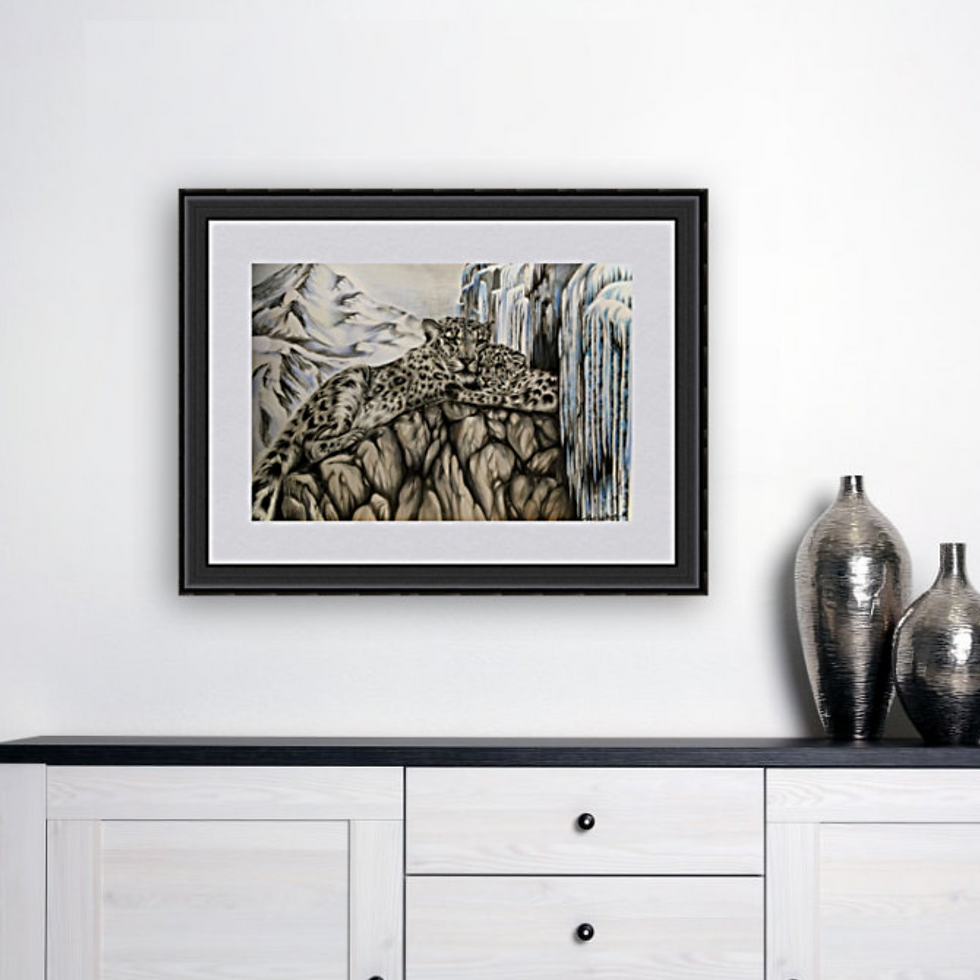 Snow Leopard Love Original Drawing
