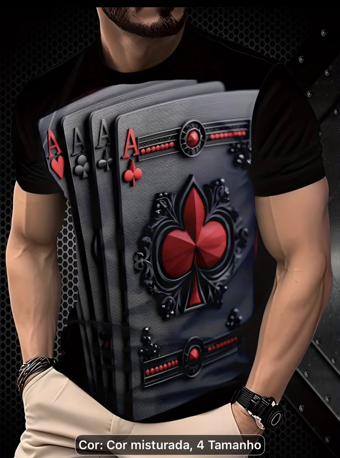 Camiseta Masculina Estampado Aleatório