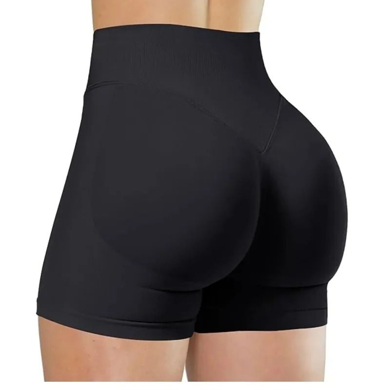 Shorts Feminino de Academia sem Costura, Cintura Alta, Slim, Elasticidade Alta
