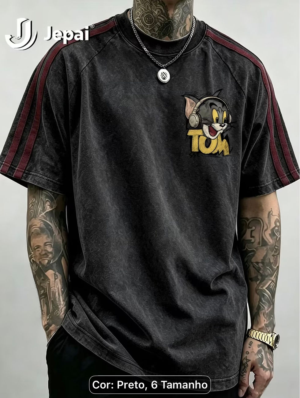 Miniatura: Camisa Hip-Hop com Estampado de personagem 