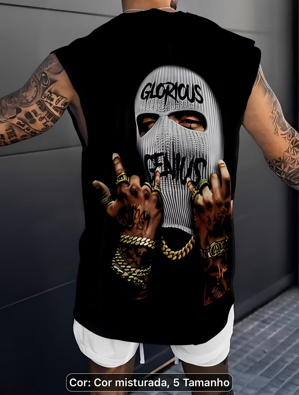 Miniatura: Regata Masculina com estampa 3D de Gangster