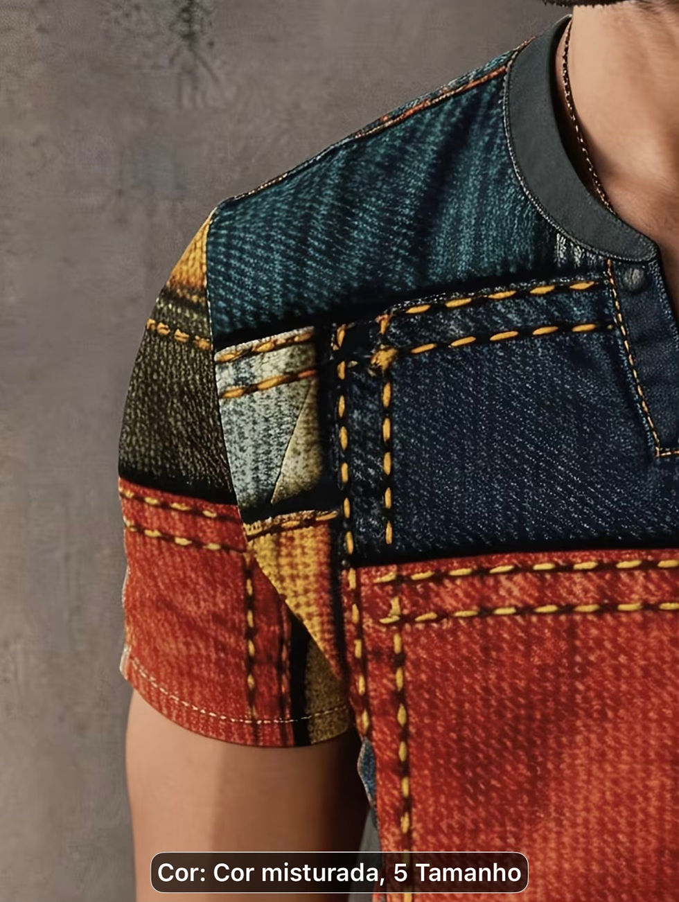 Miniatura: Camisa verão Casual Estampado multicolorido 