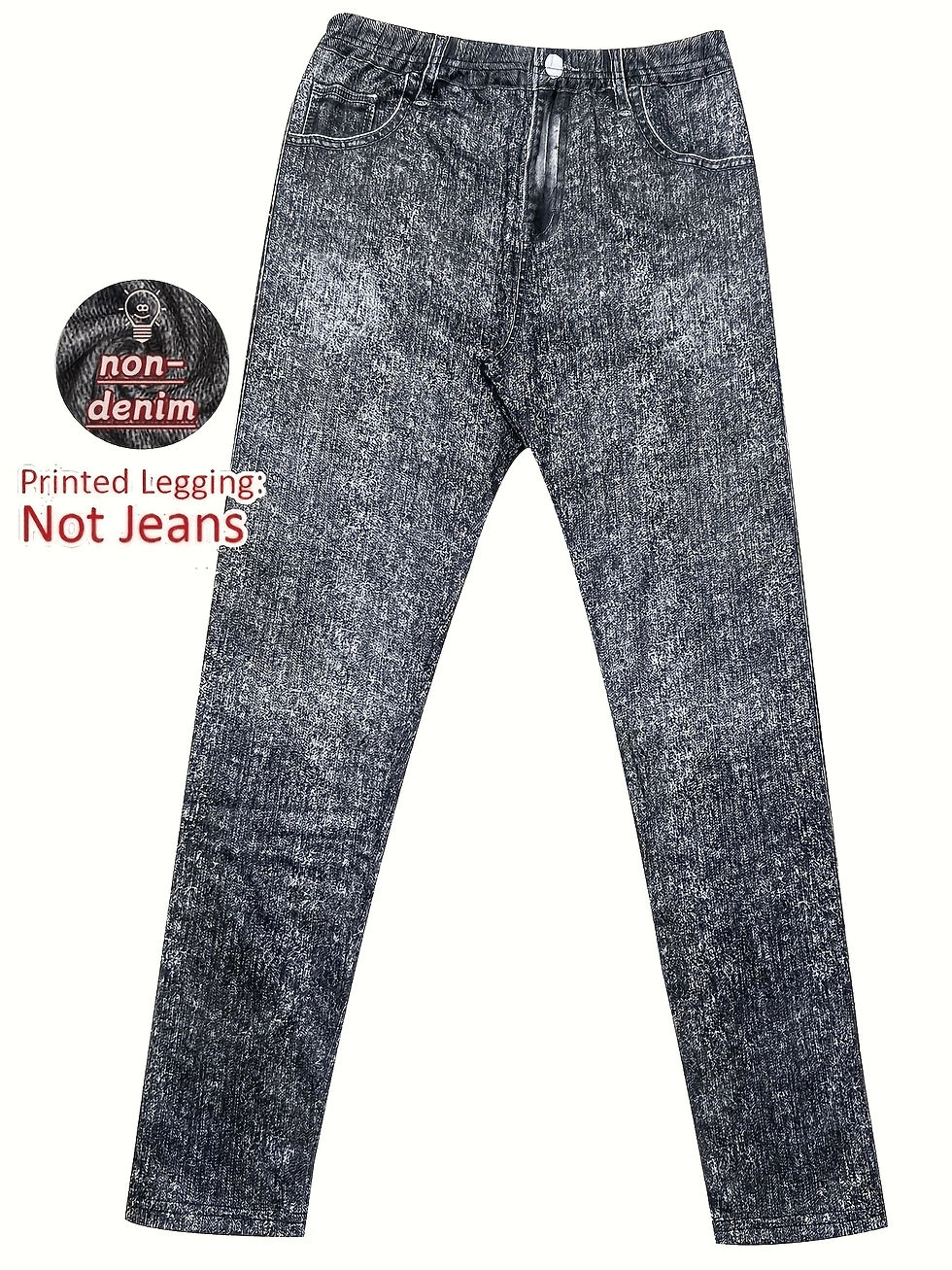 Miniatura: Legging Feminina Jeans Falso Estampada, Leve, Respirável e Cintura Alta