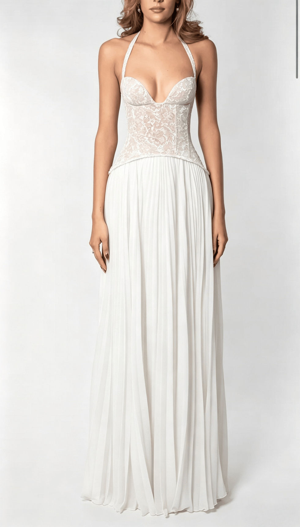Miniatura: Vestido Longo Feminino Frente Única Elegante  Model Plissado, Maxi (Verão/Festa)