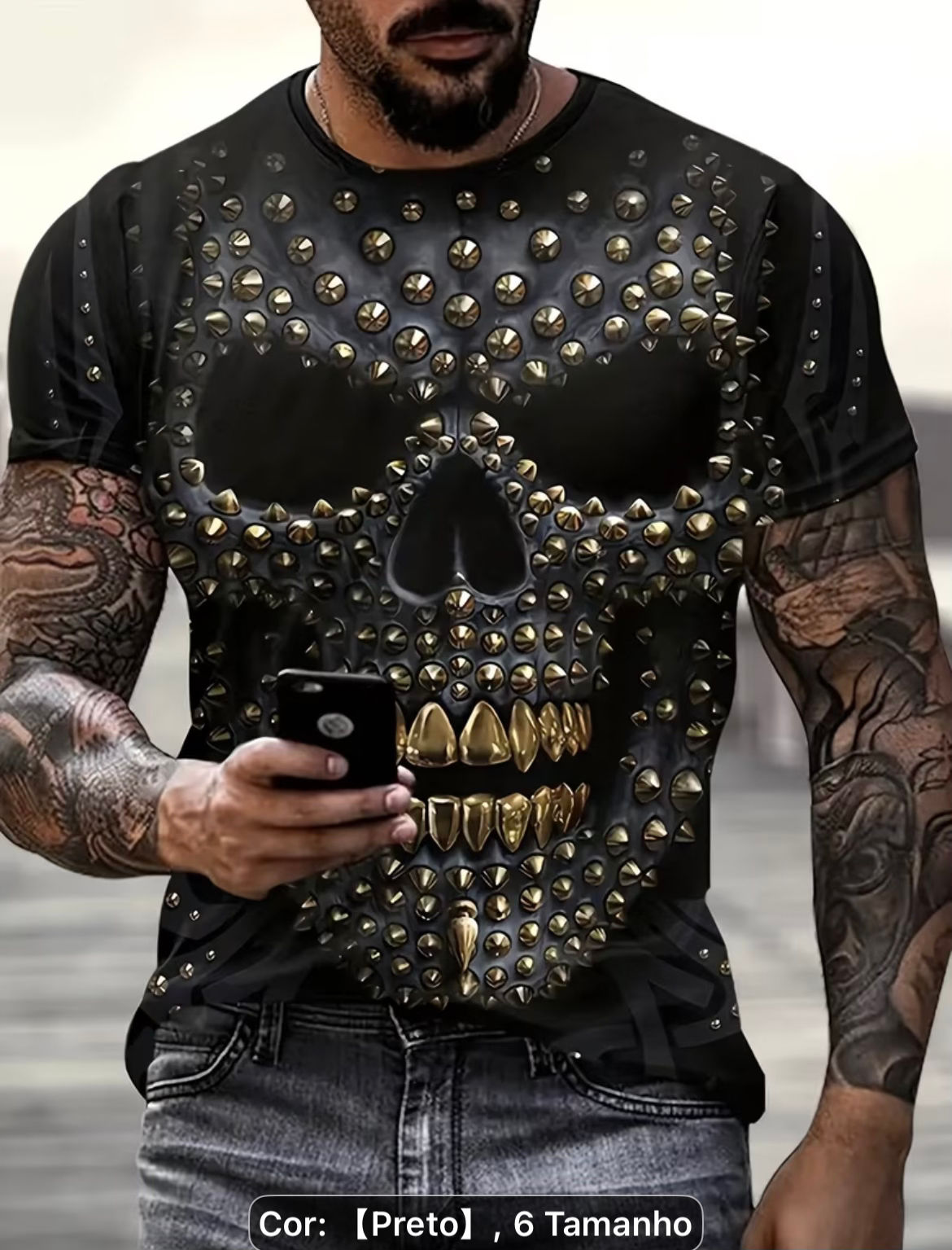 Camiseta Masculina Estampa de caveira 