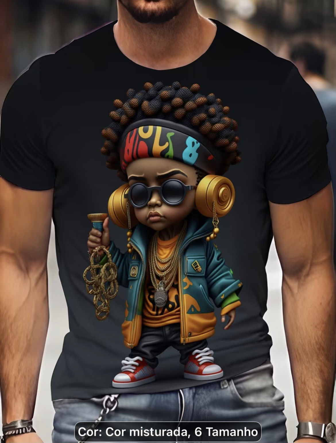 Camisa Masculina gráfico hip-hop