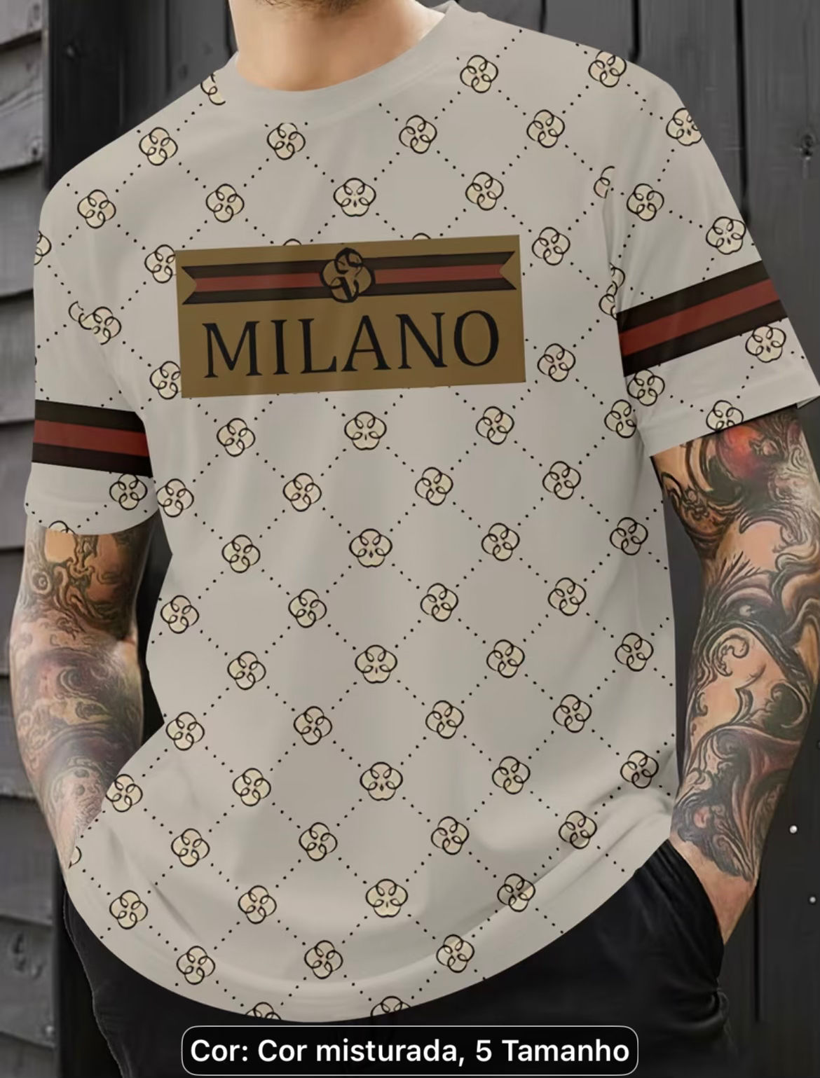 Camiseta Desportiva Casual Masculino