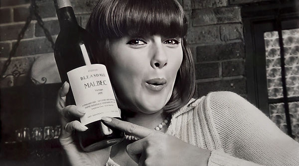 Bleasdale Wines, 1970s Malbec Poster - Girl pointing to Malbec bottle