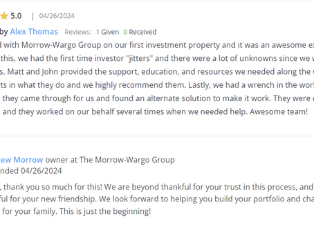 Stellar review from a new investor client!!