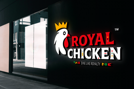 Royal Chicken storefront branding mockup