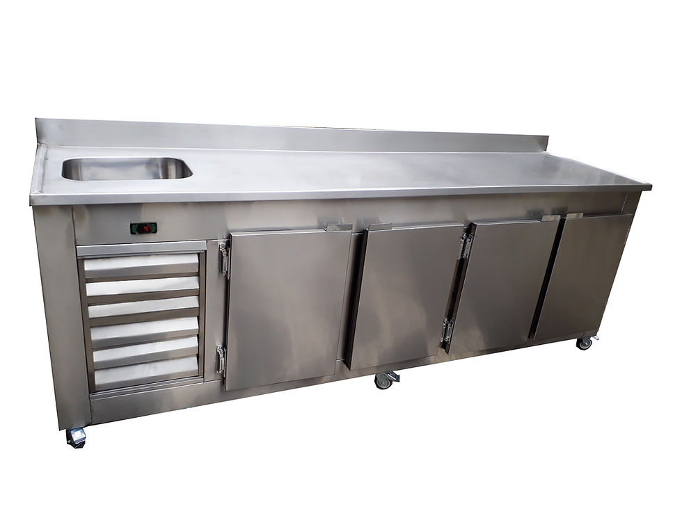 Miniatura: Balcão refrigerado em inox com pia