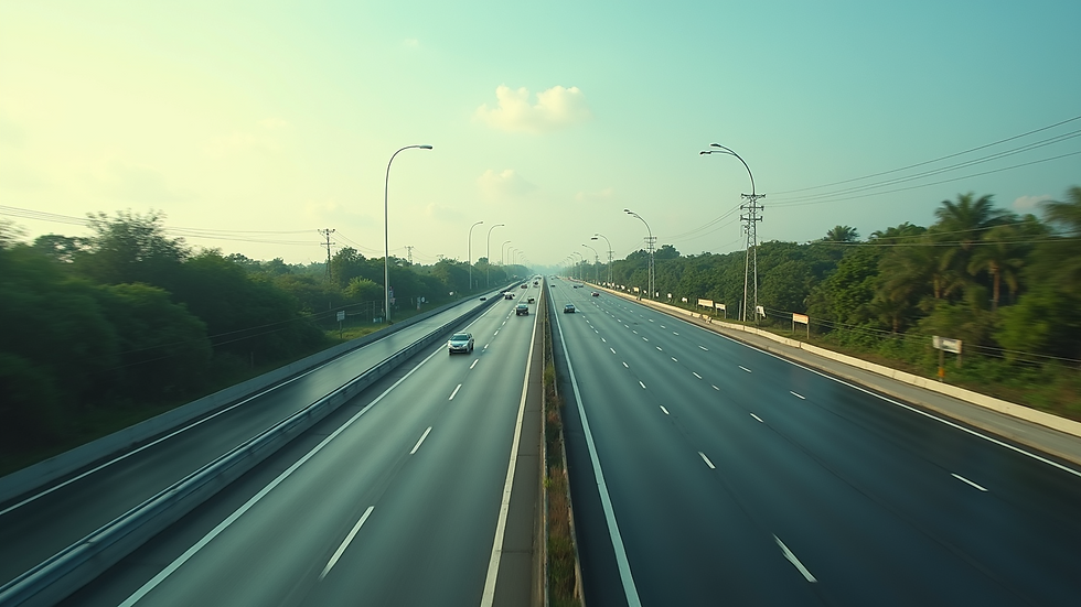 Wide angle view of a highway leading from DMK airport to Pattaya