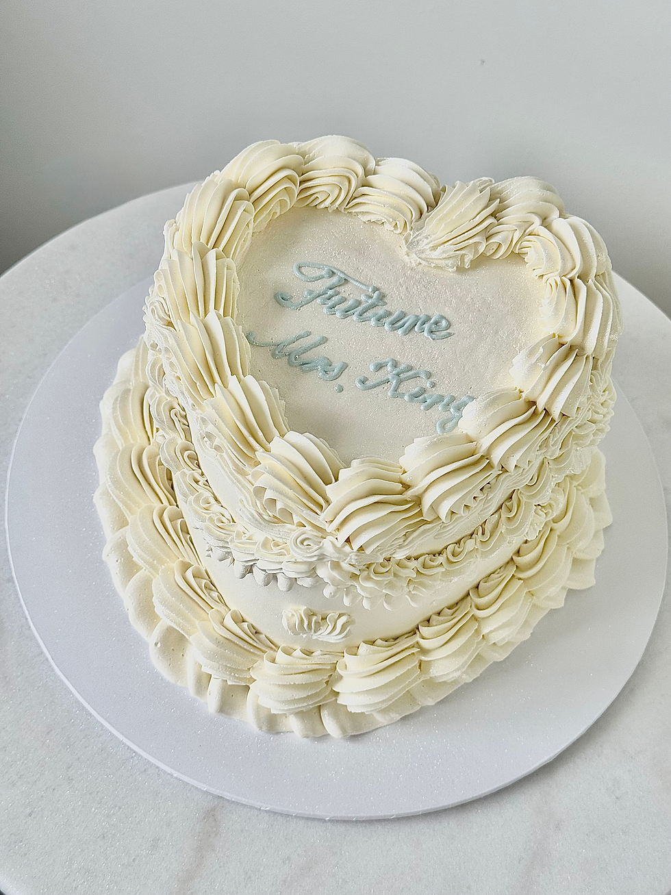 Heart shaped Wedding cake just married