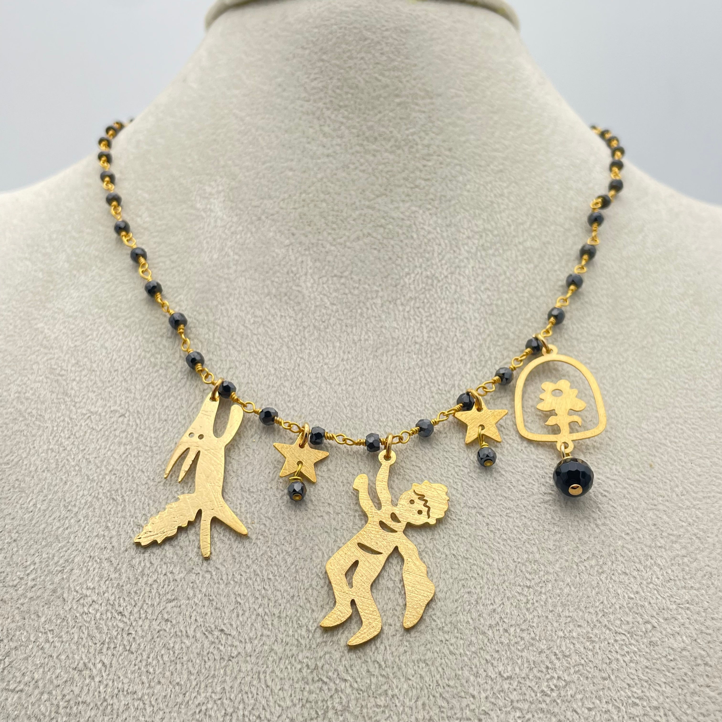 COLLANA GIROCOLLO PICCOLO PRINCIPE 5 CHARMS - NERO