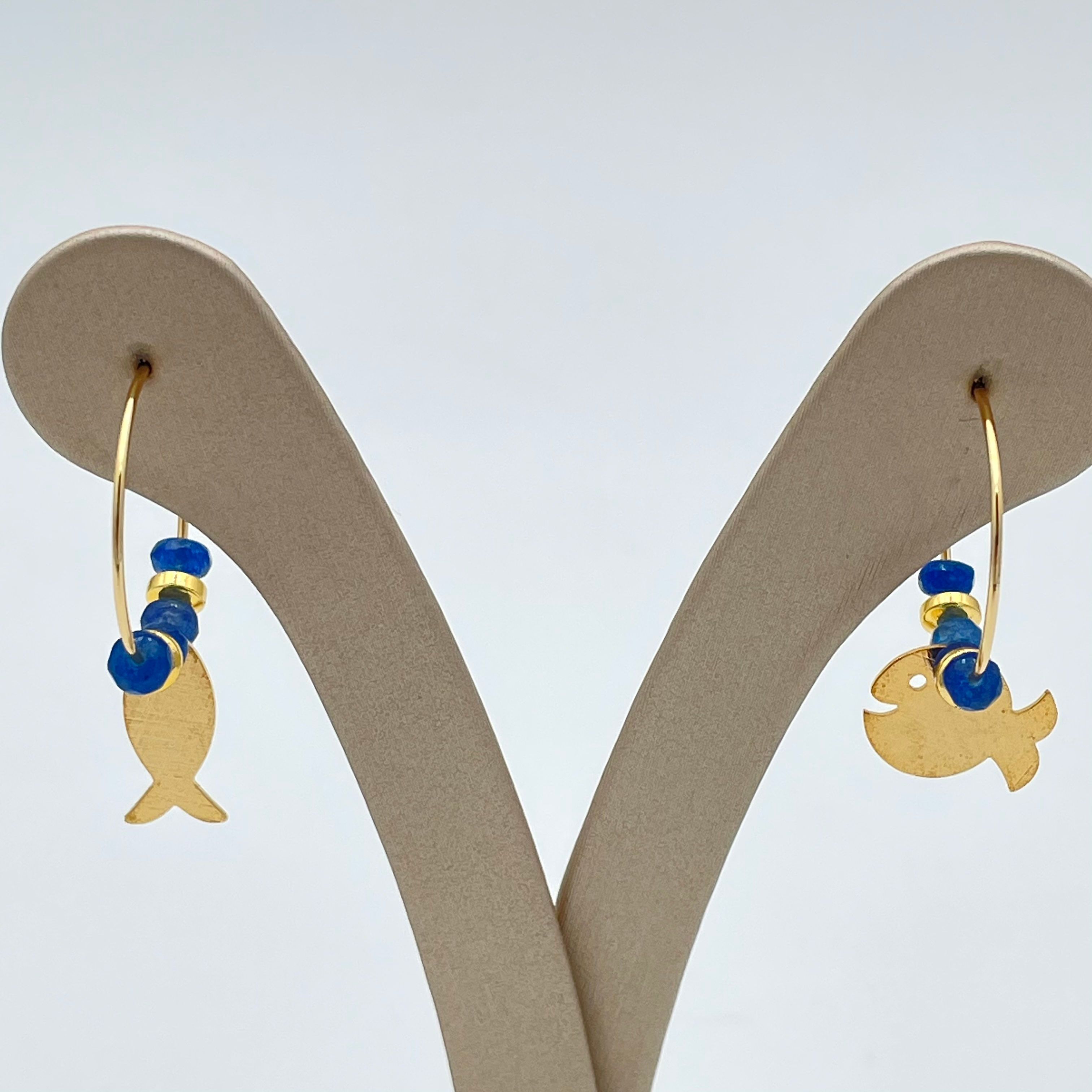 ORECCHINI CERCHIO PICCOLO PESCI - BLU