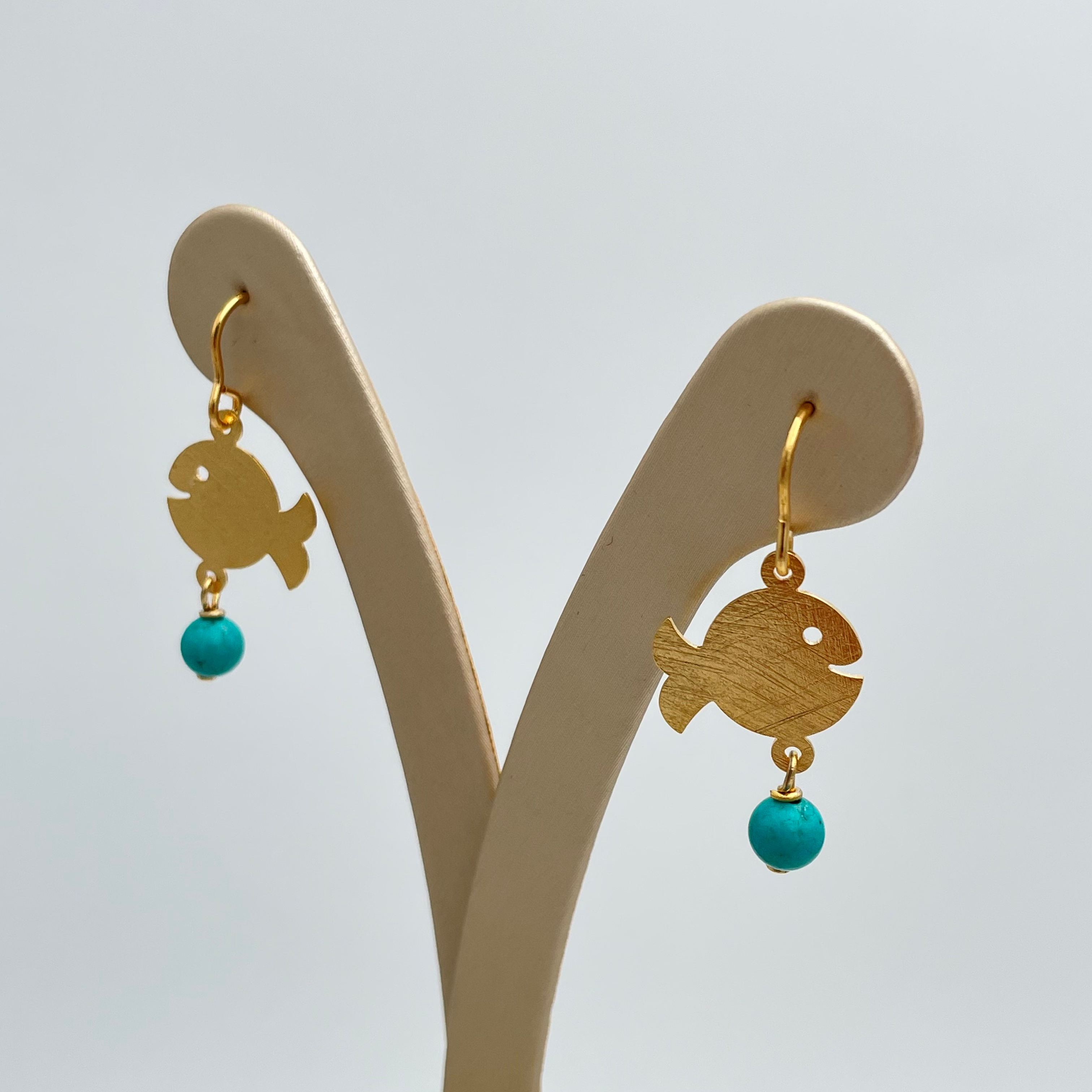 ORECCHINI PESCE PALLA - TURCHESE