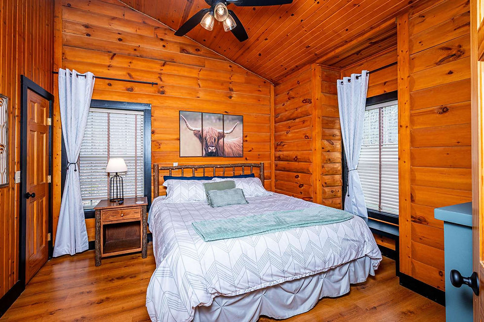 First bedroom, with bed, nightstands and dresser