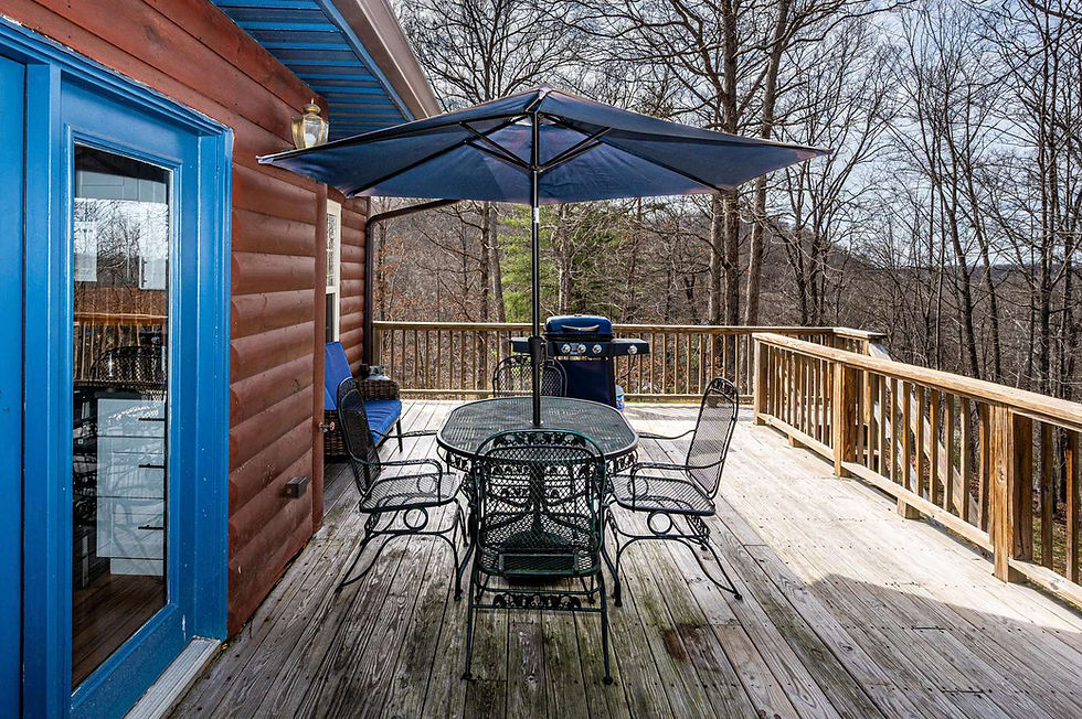Second floor deck, including grill and outdoor dining area