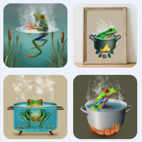 From in boiling water