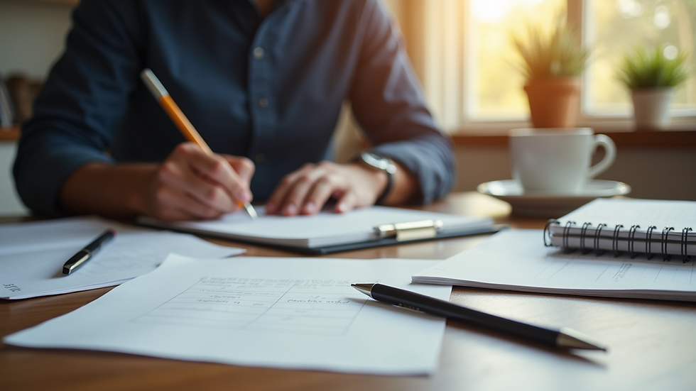 Image of a well-organized writing workspace