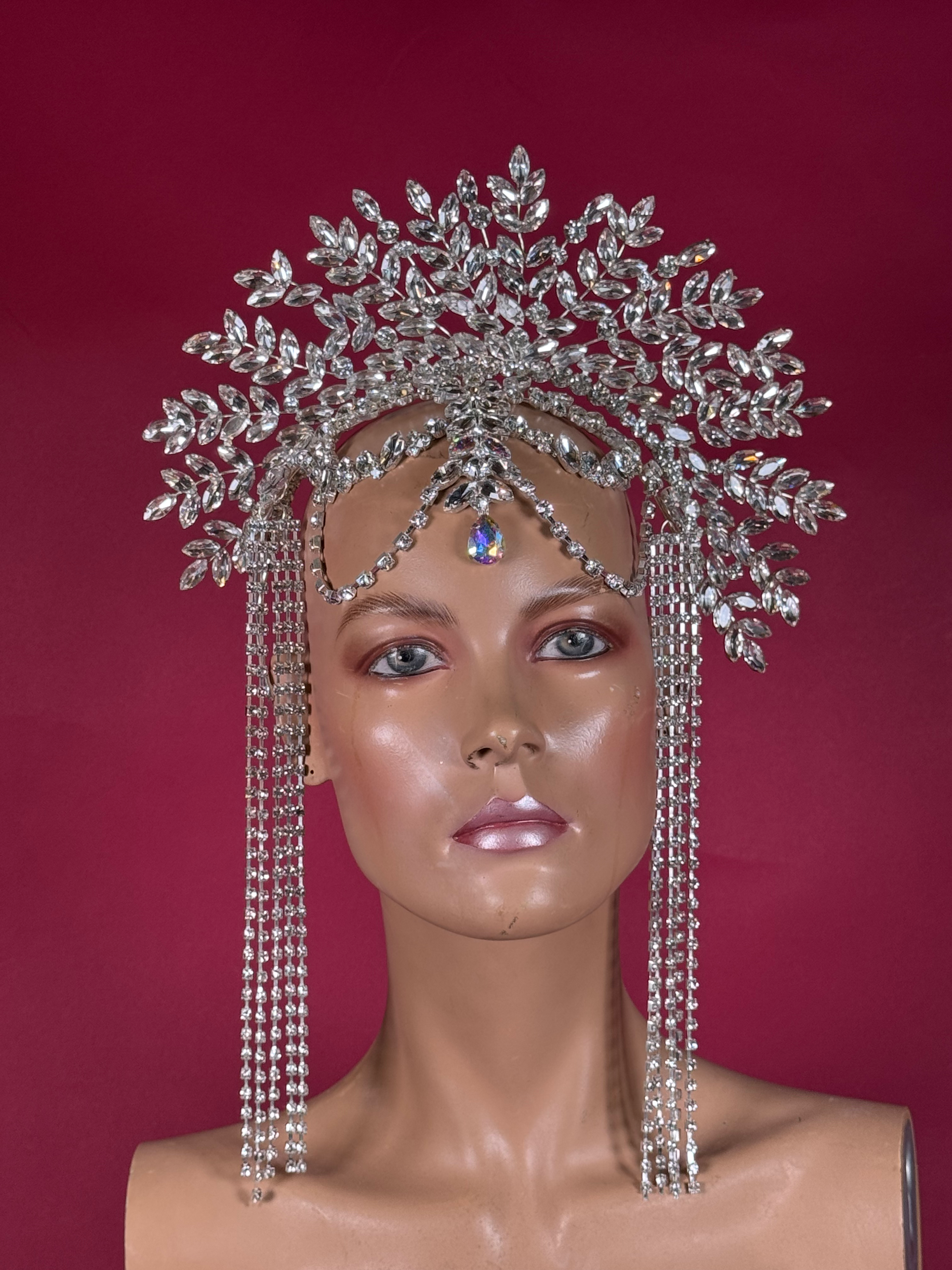 Headpiece i clear + clear AB rhinsten/sølv