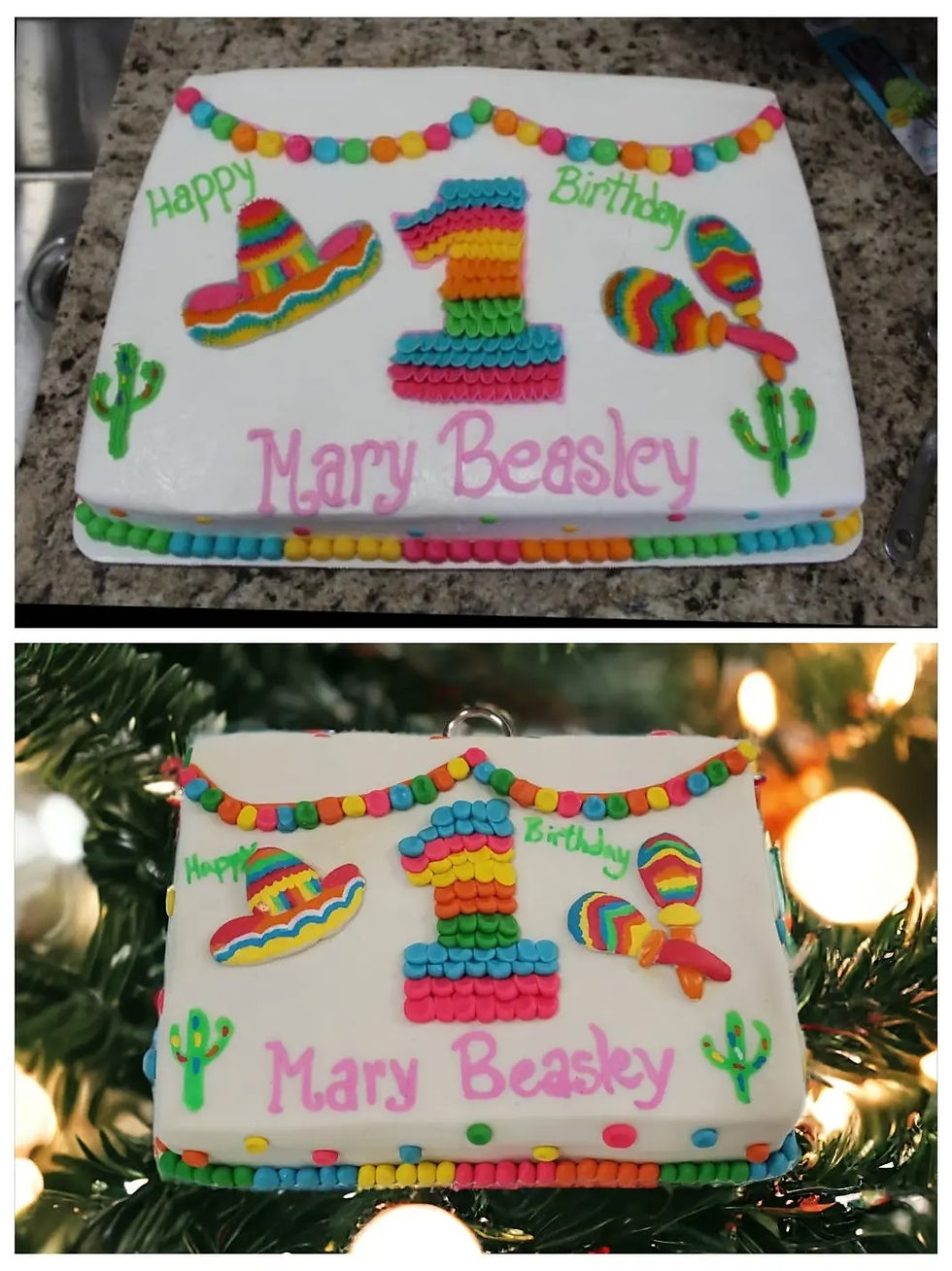 Thumbnail: Semi-Flat Polymer Clay Birthday Cake Ornament