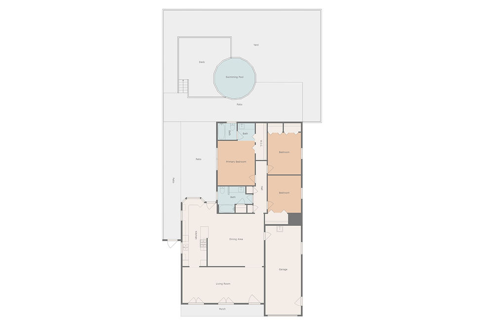 Floor plan of a New Orleans home with a pool