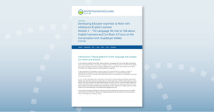 Developing Educator Expertise to Work with Adolescent English Learners – Module 2