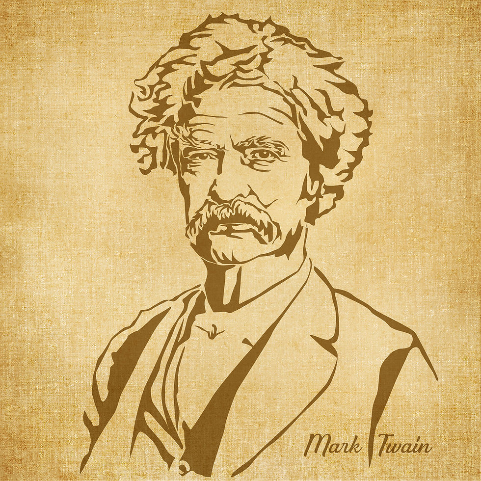 Drawing Mark Twain on tan paper