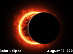 Moon passing across sun in a Solar Eclipse