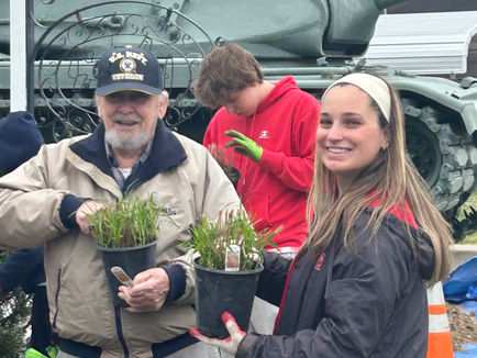 Norman Hacket from Millville and Katelyn Caruso from Haddonfield pitched in to help create if Victory/ Memory Garden on the ground of the Millville Army Airfield Museum.Â