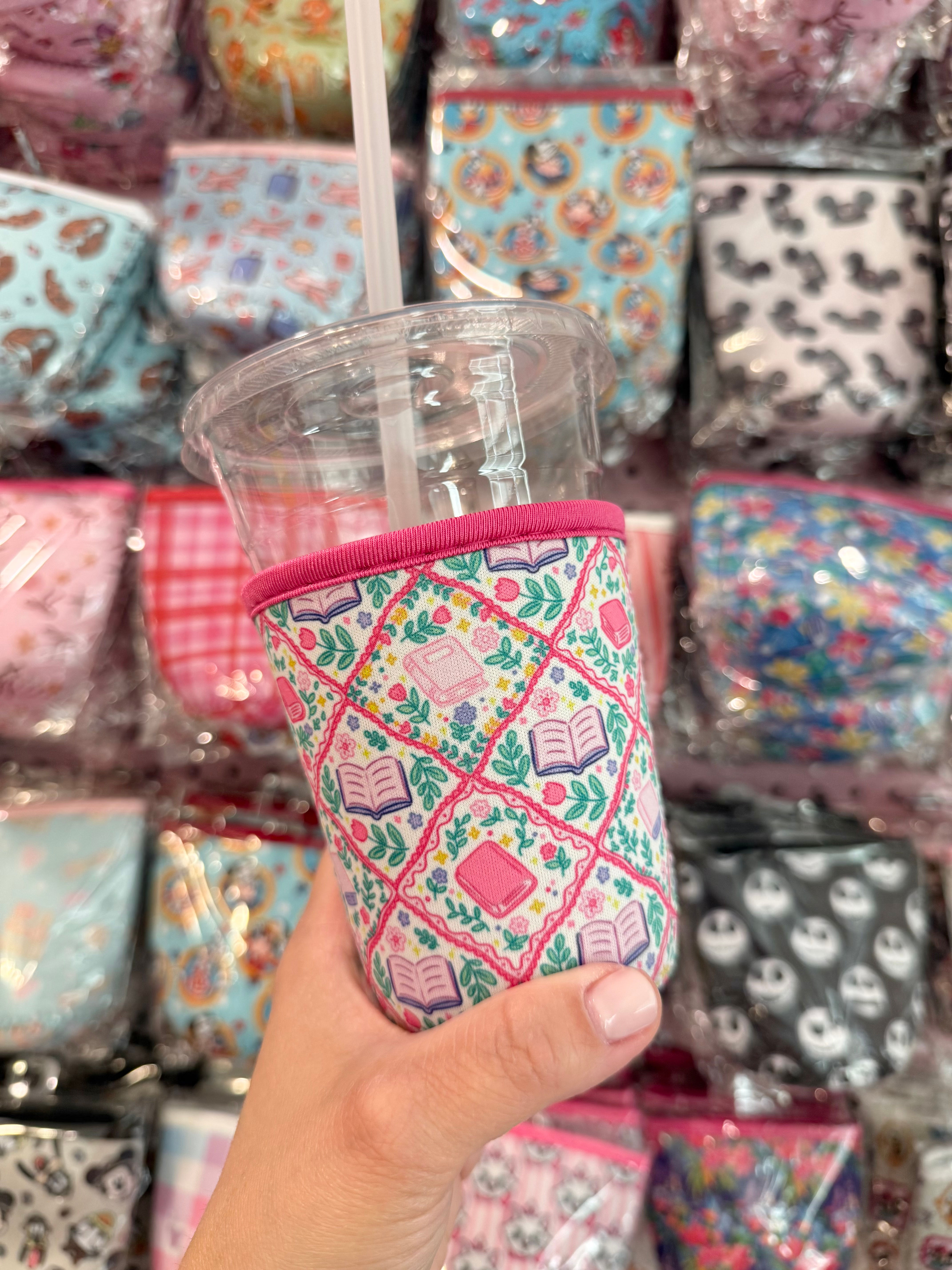 Floral books Cup Sleeve Small